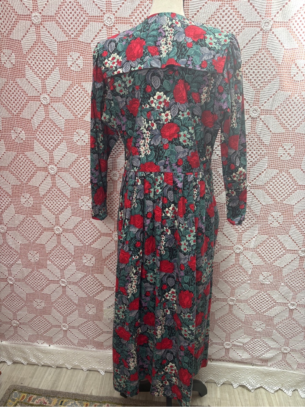 Vintage Suttles and Seawinds Floral Midi Dress Cottagecore Romantic Prairie - Picture 8 of 12
